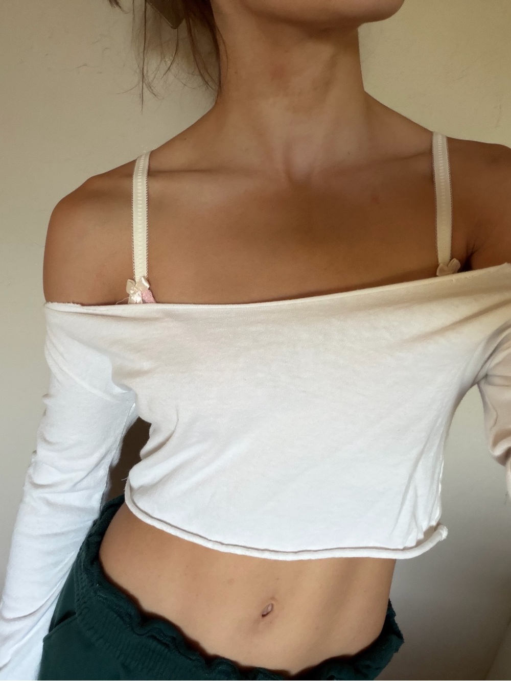 White cropped long-sleeve, size small.